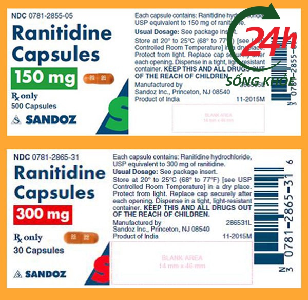 Sandoz Inc phát hành thu hồi tự nguyện viên nang Ranitidine Hydrochloride