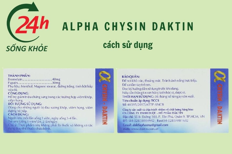 Liều dùng - Cách dùng của Alpha Chysin - Daktin