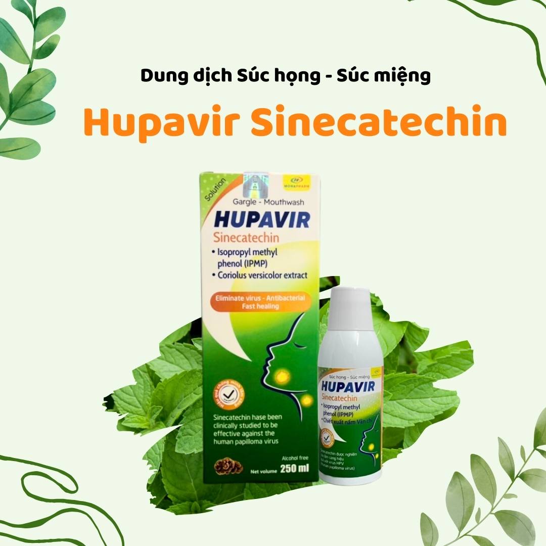 Dung dịch Súc họng - Súc miệng Hupavir Sinecatechin