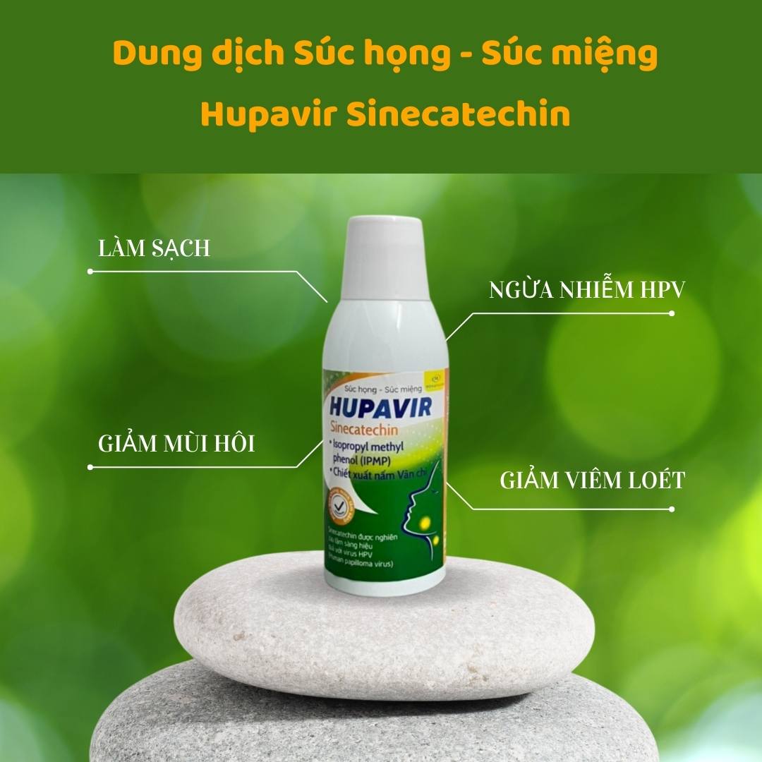 Dung dịch Súc họng - Súc miệng Hupavir Sinecatechin